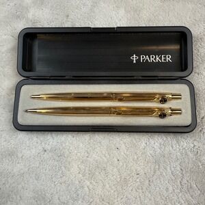 Parker Insignia 12K Gold Filled Pen Pencil Set Santa Fe Railway Logo Made in USA